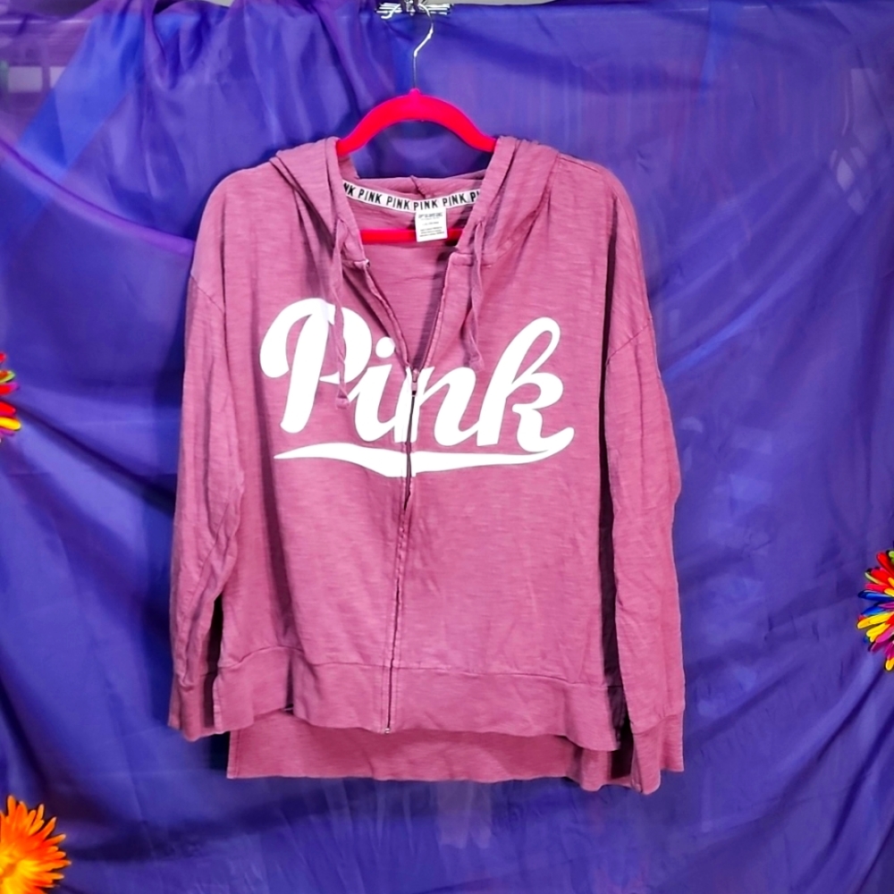 VS PINK - Rosey Purplish Lightweight Zip Up Hoodie - Size Large